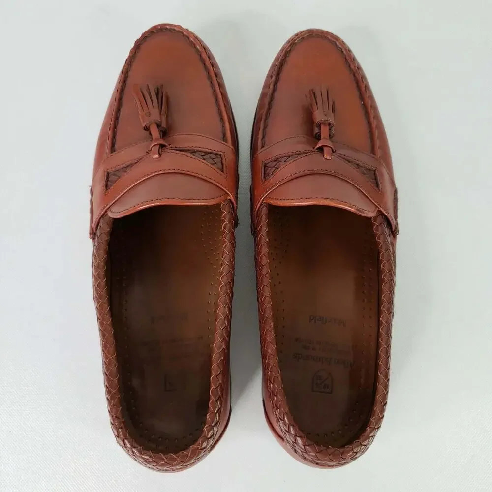 Allen Edmonds Maxfield Men’s Size 10 Brown Leather Woven Tassel Loafers